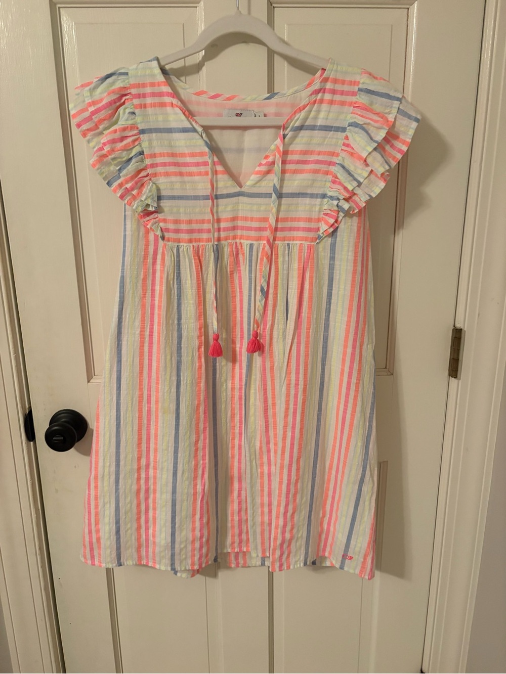 Vineyard Vines Pastel Striped Mini Dress in Pink, Blue, Yellow